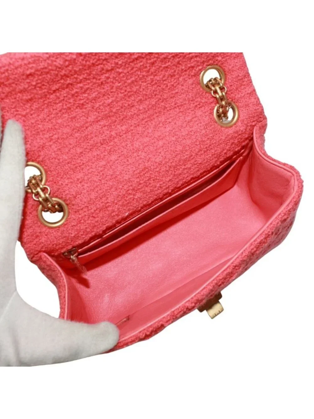 Chanel 2.55 Chain Tweed Pink Shoulder Bag Gold